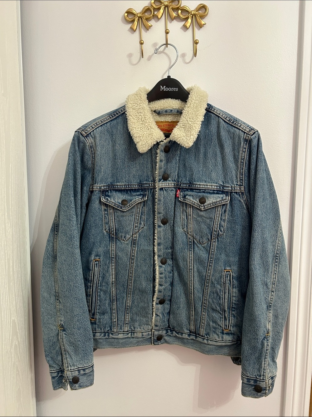 Levi's Blue Denim Sherpa Collar Jacket